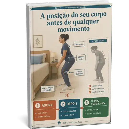 Ficha de mecânica corporal com ilustração de postura